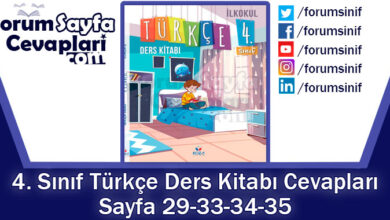 4. Sınıf Türkçe Ders Kitabı Sayfa 29-33-34-35 Cevapları KOZA Yayıncılık