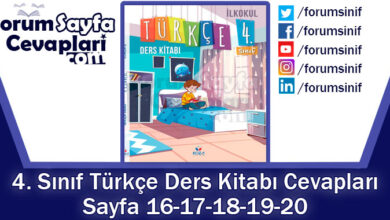 4. Sınıf Türkçe Ders Kitabı Sayfa 16-17-18-19-20 Cevapları KOZA Yayıncılık