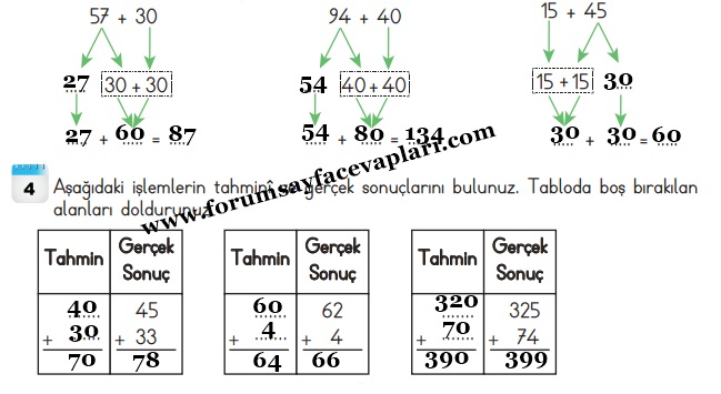 3. Sınıf Matematik Ders Kitabı Sayfa 70-71-72 Cevapları MEB Yayınları