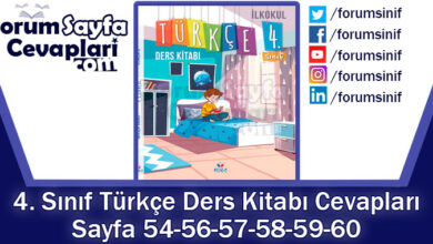 4. Sınıf Türkçe Ders Kitabı Sayfa 54-56-57-58-59-60 Cevapları KOZA Yayıncılık