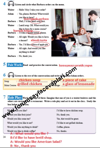 8. Sınıf İngilizce Ders Kitabı Sayfa 10-11-12-13-14 Cevapları Tutku Yayıncılık