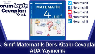 4. Sınıf Matematik Ders Kitabı Cevapları ADA Yayınları