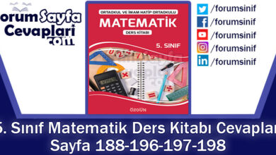 5. Sınıf Matematik Ders Kitabı Sayfa 188-196-197-198. Cevapları ÖZGÜN Yayınları