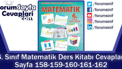 6. Sınıf Matematik Ders Kitabı Sayfa 158-159-160-161-162. Cevapları KOZA Yayınları