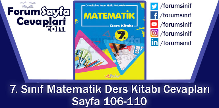 7. Sınıf Matematik Ders Kitabı Sayfa 106-110. Cevapları Berkay Yayınları