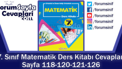 7. Sınıf Matematik Ders Kitabı Sayfa 118-120-121-126. Cevapları Berkay Yayınları