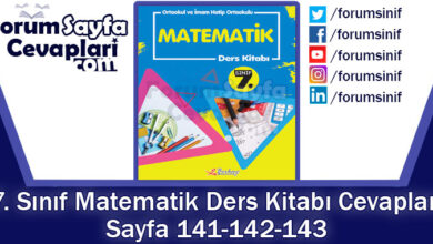 7. Sınıf Matematik Ders Kitabı Sayfa 141-142-143. Cevapları Berkay Yayınları