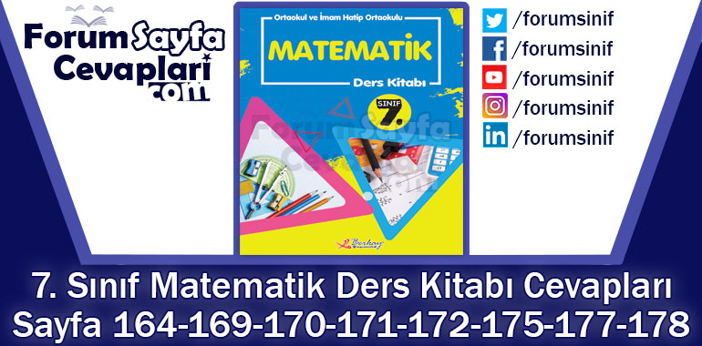 7. Sınıf Matematik Ders Kitabı Sayfa 164-169-170-171-172-175-177-178. Cevapları Berkay Yayınları