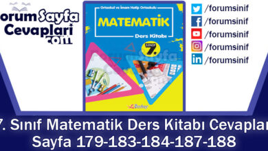 7. Sınıf Matematik Ders Kitabı Sayfa 179-183-184-187-188. Cevapları Berkay Yayınları