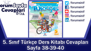 5. Sınıf Türkçe Ders Kitabı Sayfa 38-39-40 Cevapları KOZA Yayıncılık