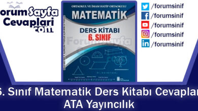 6. Sınıf Matematik Ders Kitabı Cevapları ATA Yayıncılık