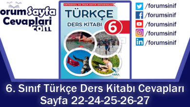 6. Sınıf Türkçe Ders Kitabı Sayfa 22-24-25-26-27. Cevapları Anka Yayınevi