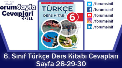 6. Sınıf Türkçe Ders Kitabı Sayfa 28-29-30. Cevapları Anka Yayınevi