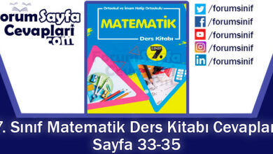 7. Sınıf Matematik Ders Kitabı 33-35. Sayfa Cevapları Berkay Yayıncılık