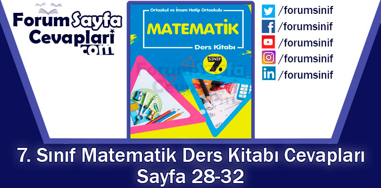 7. Sınıf Matematik Ders Kitabı Sayfa 28-32. Cevapları Berkay Yayınları