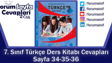 7. Sınıf Türkçe Ders Kitabı Sayfa 34-35-36 Cevapları Dörtel Yayıncılık