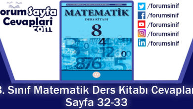 8. Sınıf Matematik Ders Kitabı 32-33. Sayfa Cevapları MEB Yayınları