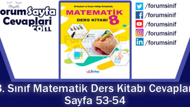 8. Sınıf Matematik Ders Kitabı 53-54. Sayfa Cevapları Berkay Yayıncılık