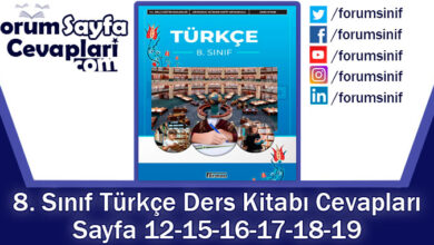 8. Sınıf Türkçe Ders Kitabı Sayfa 12-15-16-17-18-19 Cevapları Ferman Yayıncılık
