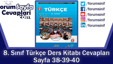 8. Sınıf Türkçe Ders Kitabı Sayfa 38-39-40 Cevapları Ferman Yayıncılık