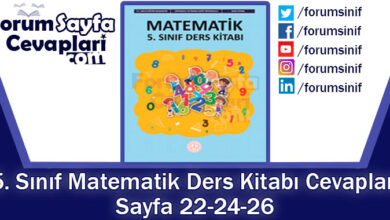 5. Sınıf Matematik Ders Kitabı Sayfa 22-24-26. Cevapları MEB Yayınları