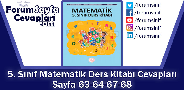 5. Sınıf Matematik Ders Kitabı Sayfa 63-64-67-68. Cevapları MEB Yayınları