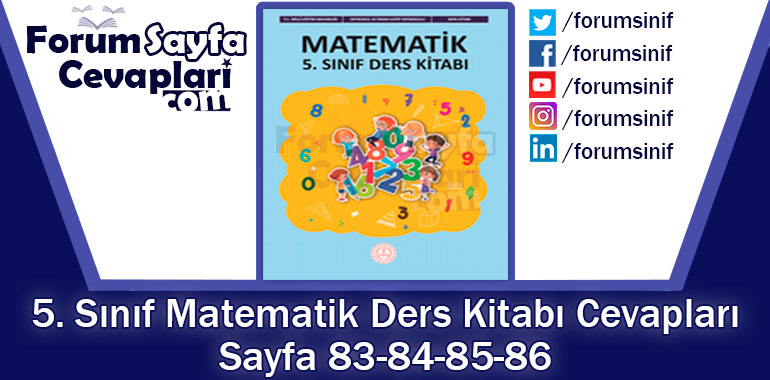 5. Sınıf Matematik Ders Kitabı Sayfa 83-84-85-86. Cevapları MEB Yayınları