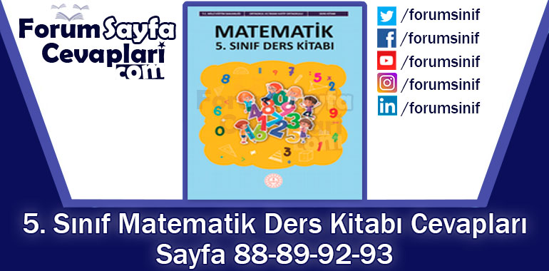 5. Sınıf Matematik Ders Kitabı Sayfa 88-89-92-93. Cevapları MEB Yayınları