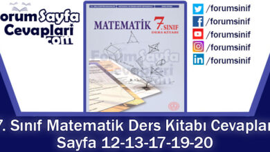 7. Sınıf Matematik Ders Kitabı 12-13-17-19-20. Sayfa Cevapları MEB Yayınları