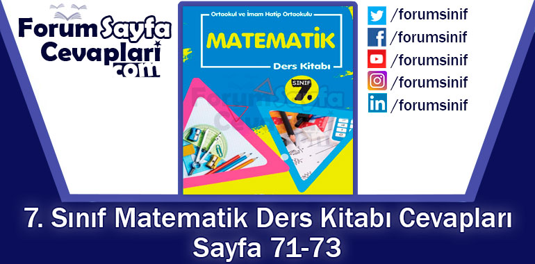 7. Sınıf Matematik Ders Kitabı 71-73. Sayfa Cevapları Berkay Yayıncılık