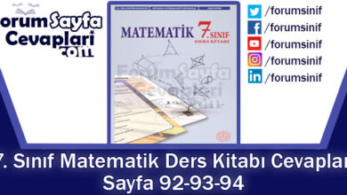 7. Sınıf Matematik Ders Kitabı 92-93-94. Sayfa Cevapları MEB Yayınları