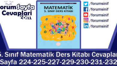 5. Sınıf Matematik Ders Kitabı Sayfa 224-225-227-229-230-231-232. Cevapları MEB Yayınları