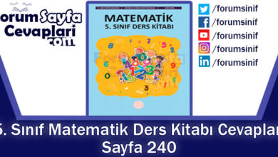 5. Sınıf Matematik Ders Kitabı Sayfa 240. Cevapları MEB Yayınları