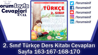 2. Sınıf Türkçe Ders Kitabı Sayfa 163-167-168-170 Cevapları MEB Yayınları
