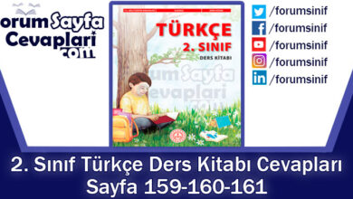 2. Sınıf Türkçe Ders Kitabı Sayfa 159-160-161 Cevapları MEB Yayınları
