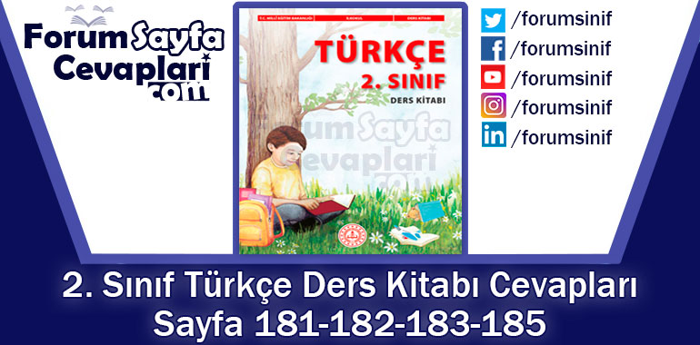 2. Sınıf Türkçe Ders Kitabı Sayfa 181-182-183-185 Cevapları MEB Yayınları