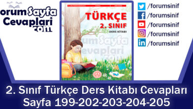 2. Sınıf Türkçe Ders Kitabı Sayfa 199-202-203-204-205 Cevapları MEB Yayınları