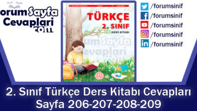 2. Sınıf Türkçe Ders Kitabı Sayfa 206-207-208-209 Cevapları MEB Yayınları