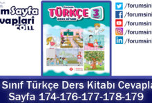 3. Sınıf Türkçe Ders Kitabı Sayfa 174-176-177-178-179 Cevapları Sonuç Yayıncılık