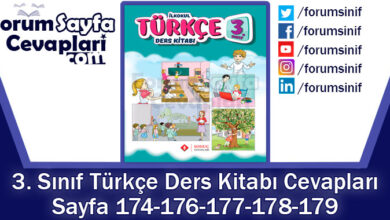 3. Sınıf Türkçe Ders Kitabı Sayfa 174-176-177-178-179 Cevapları Sonuç Yayıncılık