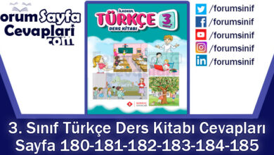 3. Sınıf Türkçe Ders Kitabı Sayfa 180-181-182-183-184-185 Cevapları Sonuç Yayıncılık