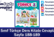 3. Sınıf Türkçe Ders Kitabı Sayfa 188-189 Cevapları Sonuç Yayıncılık