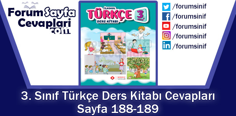3. Sınıf Türkçe Ders Kitabı Sayfa 188-189 Cevapları Sonuç Yayıncılık
