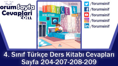 4. Sınıf Türkçe Ders Kitabı 204-207-208-209. Sayfa Cevapları KOZA Yayınları