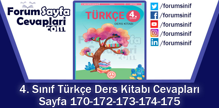 4. Sınıf Türkçe Ders Kitabı Sayfa 170-172-173-174-175 Cevapları MEB Yayınları
