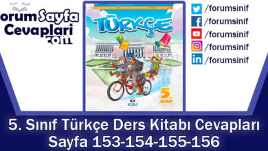5. Sınıf Türkçe Ders Kitabı Sayfa 153-154-155-156 Cevapları KOZA Yayıncılık