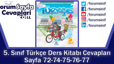 5. Sınıf Türkçe Ders Kitabı Sayfa 72-74-75-76-77. Cevapları KOZA Yayıncılık