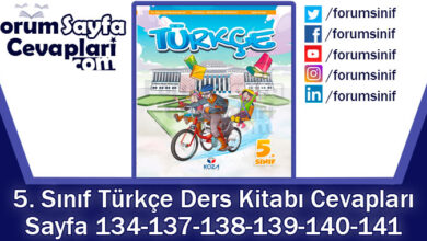 5. Sınıf Türkçe Ders Kitabı Sayfa 134-137-138-139-140-141. Cevapları KOZA Yayıncılık