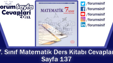 7. Sınıf Matematik Ders Kitabı 137. Sayfa Cevapları MEB Yayınları