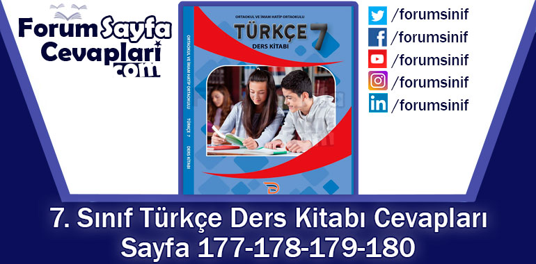 7. Sınıf Türkçe Ders Kitabı Sayfa 177-178-179-180 Cevapları Dörtel Yayıncılık